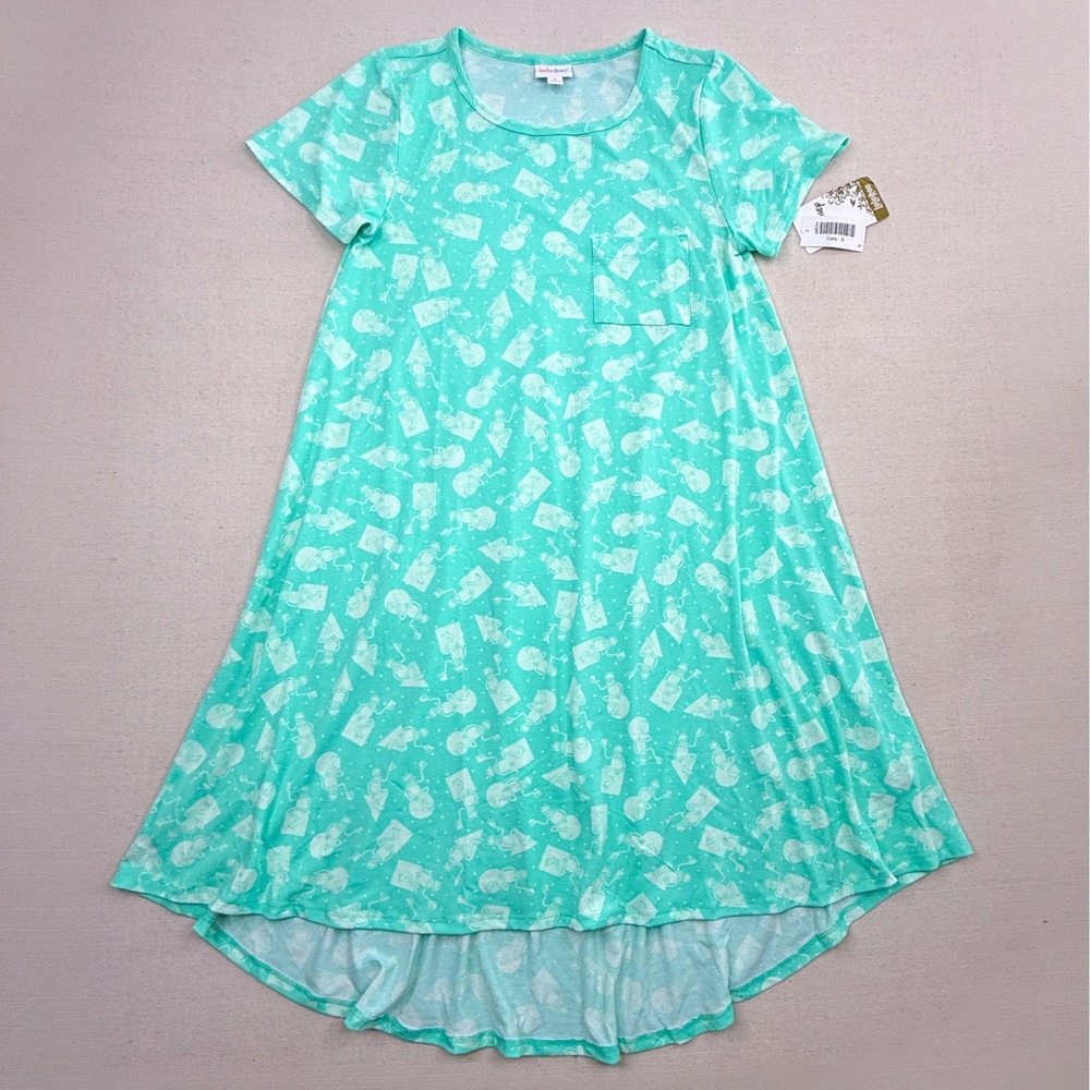 NWT LuLaRoe Disney Carly Dress Kermit The Frog Muppets Mint Green Swing Small
